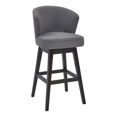 Armen Living Brandy 30" Bar Height Swivel Gray Fabric and Espresso Wood Bar Stool LCBDBAESGR30